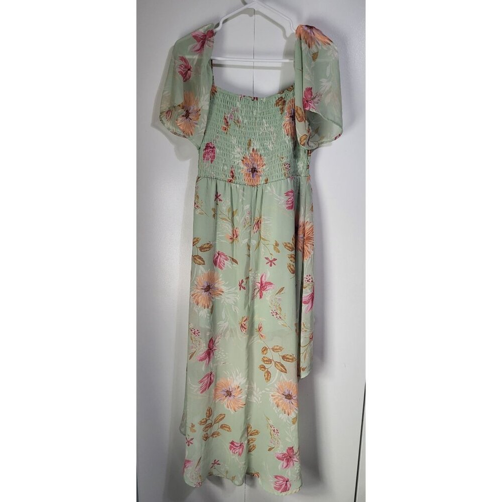 Lily Rose Women's LG Mint Green Floral Smocked High Low Dress Fairy Easter - Picture 2 of 9